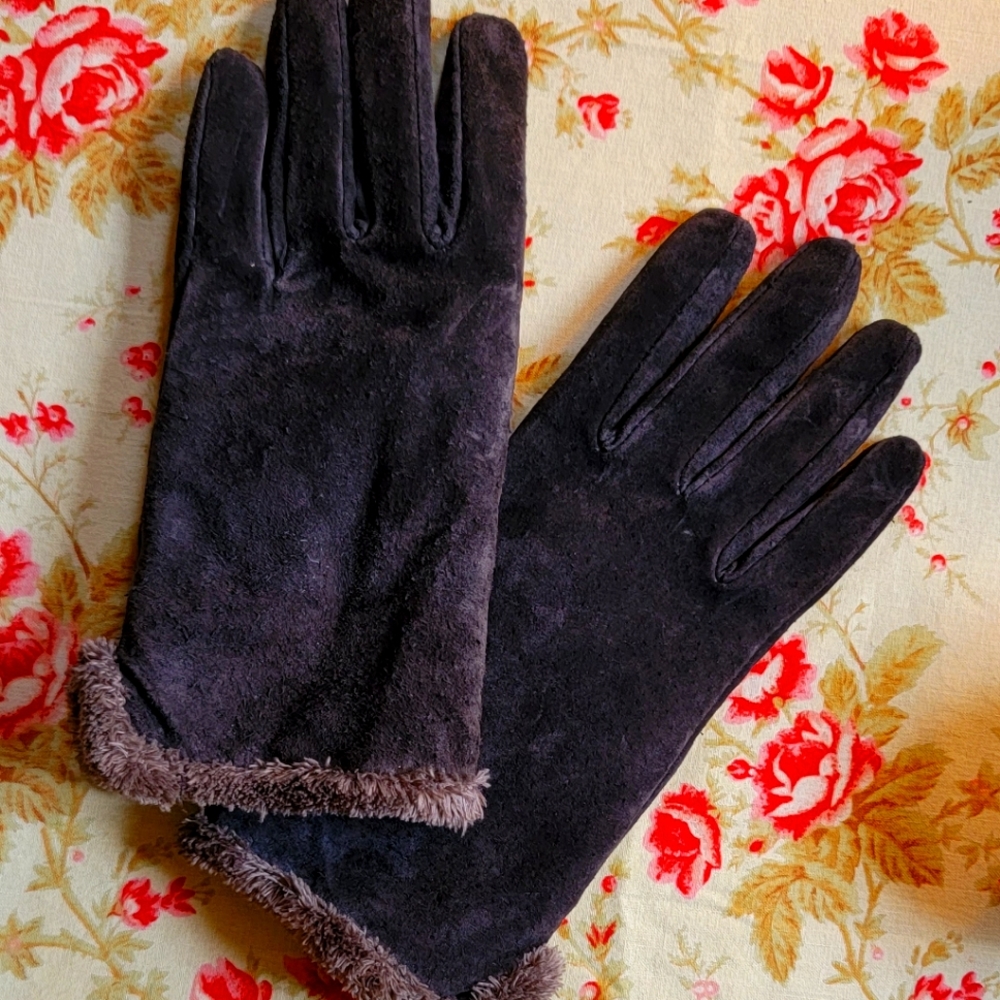 Women's Leather Gloves Insulated Suede Faux Sherpa Lining